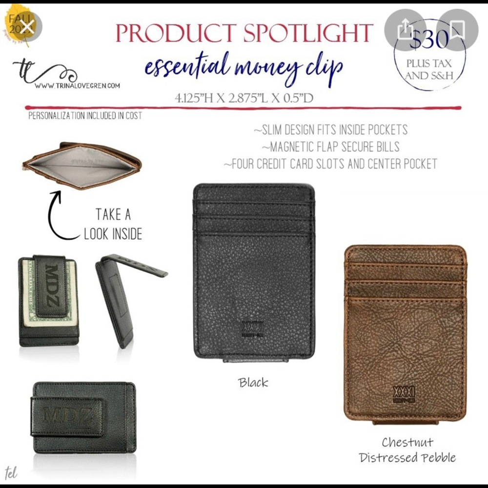 Chestnut Color-  Essential Money Clip
